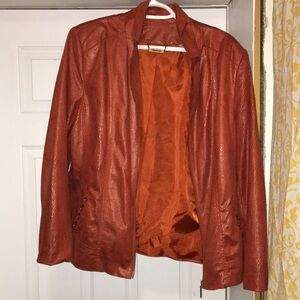 Faux orange leather tan& jay coat